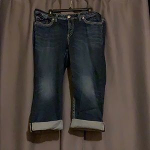 Silver Fluid Denim Capris sz 18